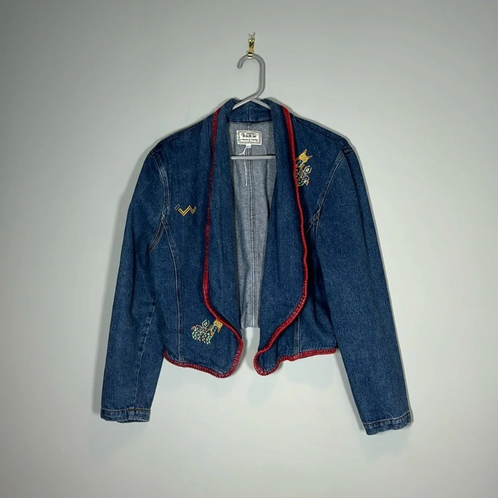Vintage 90’s An Original Rickie aztec embroidered denim jacket Size L
